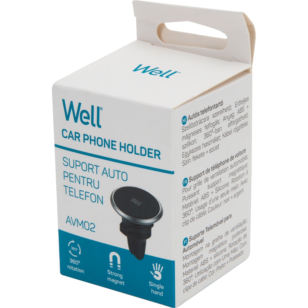 Suport auto magnetic WELL, negru