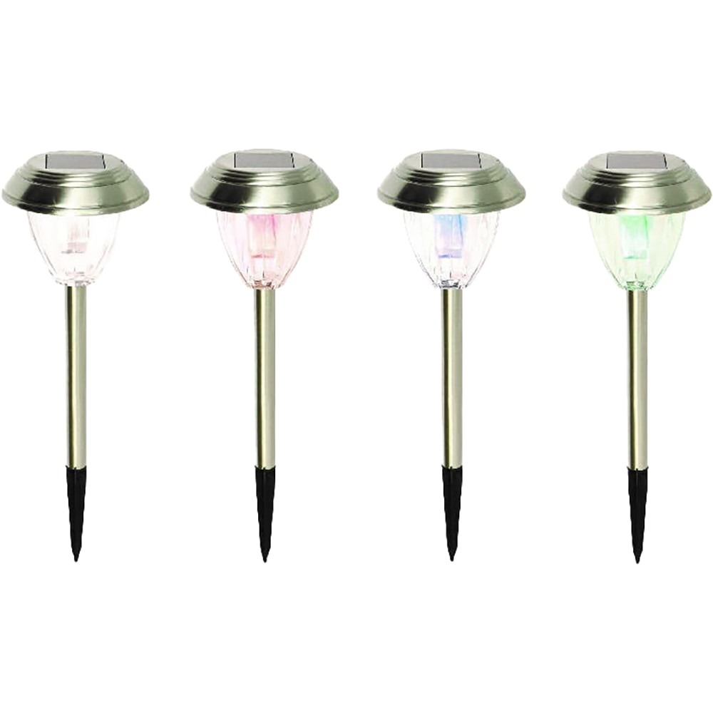 Set 4 lampi solare LED GOODHOME, 0.02 W, otel inoxidabil, argintiu