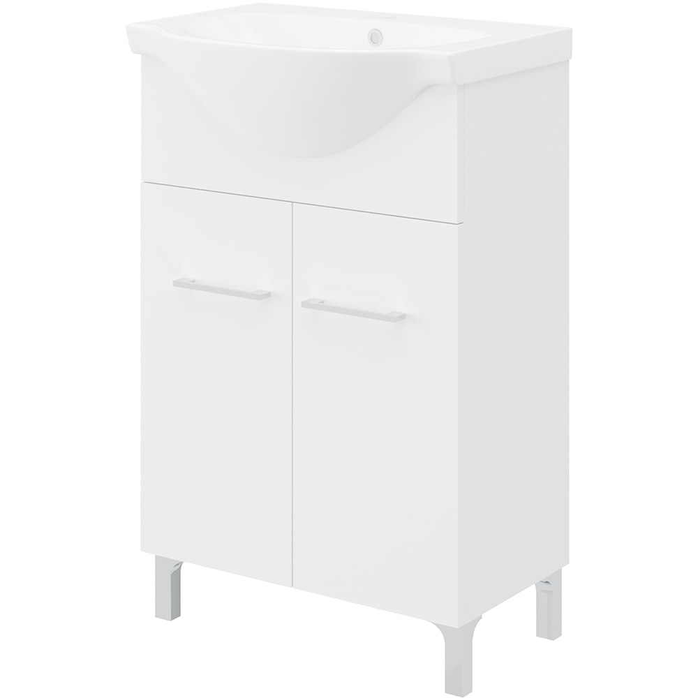 Set mobilier baie SAVINIDUE Smart, 3 piese, 55 cm, iluminare LED, alb