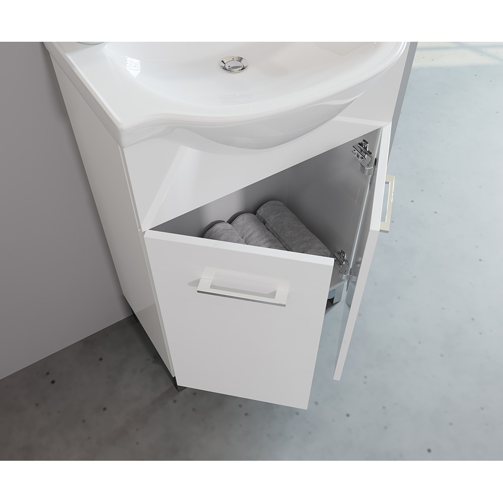 Set mobilier baie SAVINIDUE Smart, 3 piese, 55 cm, iluminare LED, alb