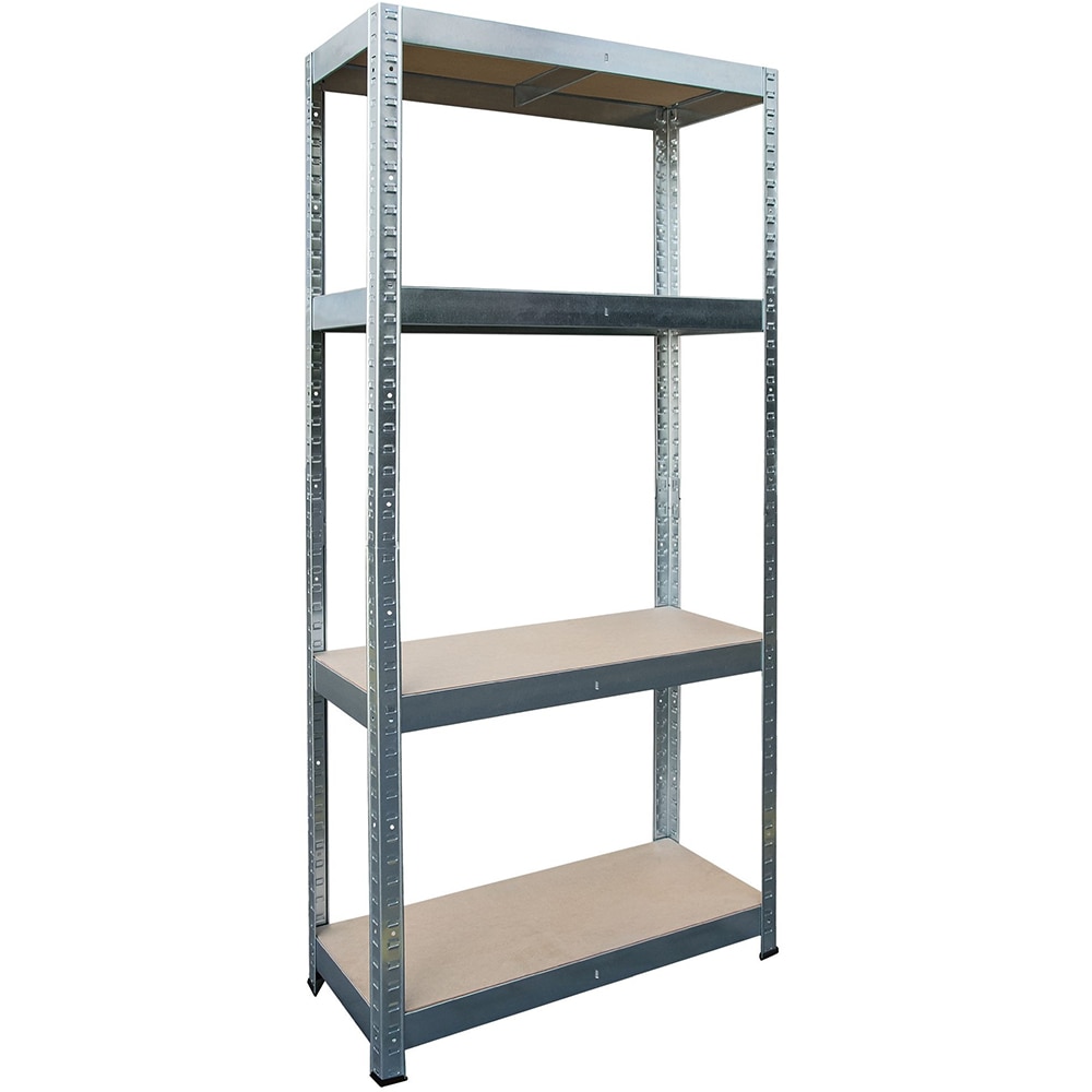 Raft 4 polite, 150 x 70 cm, sarcina maxima 70 kg per polita, otel si lemn, argintiu/maro