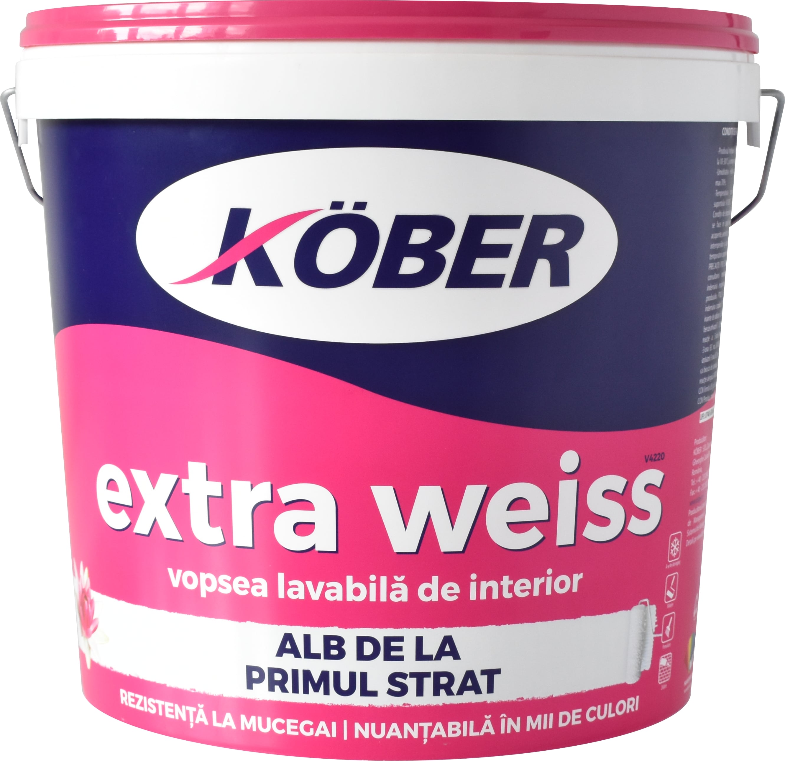 Vopsea lavabila Kober Extra Weiss, alb, 15 L, Interior