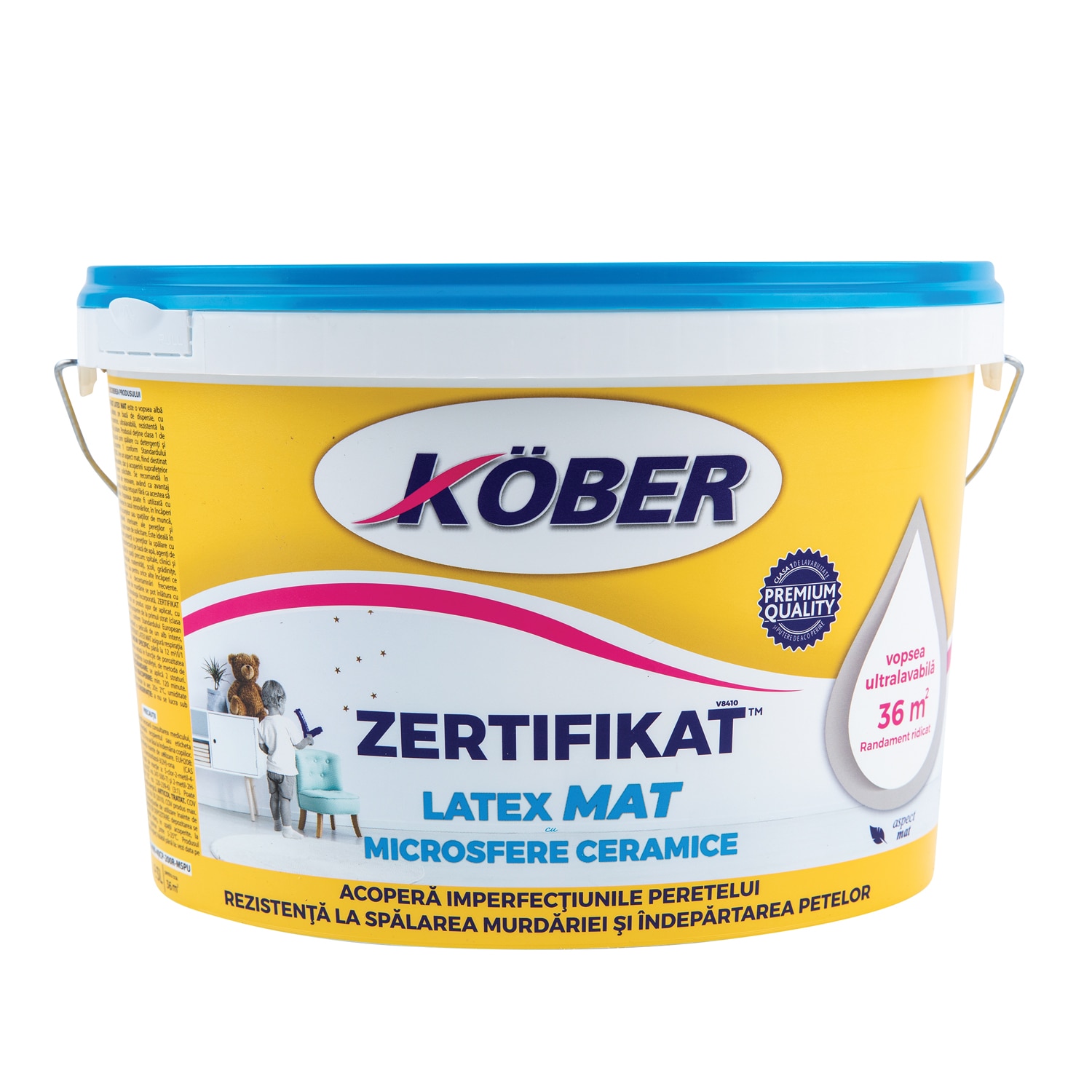 Vopsea lavabila Kober Zertifikat, alb, 3 L, Interior