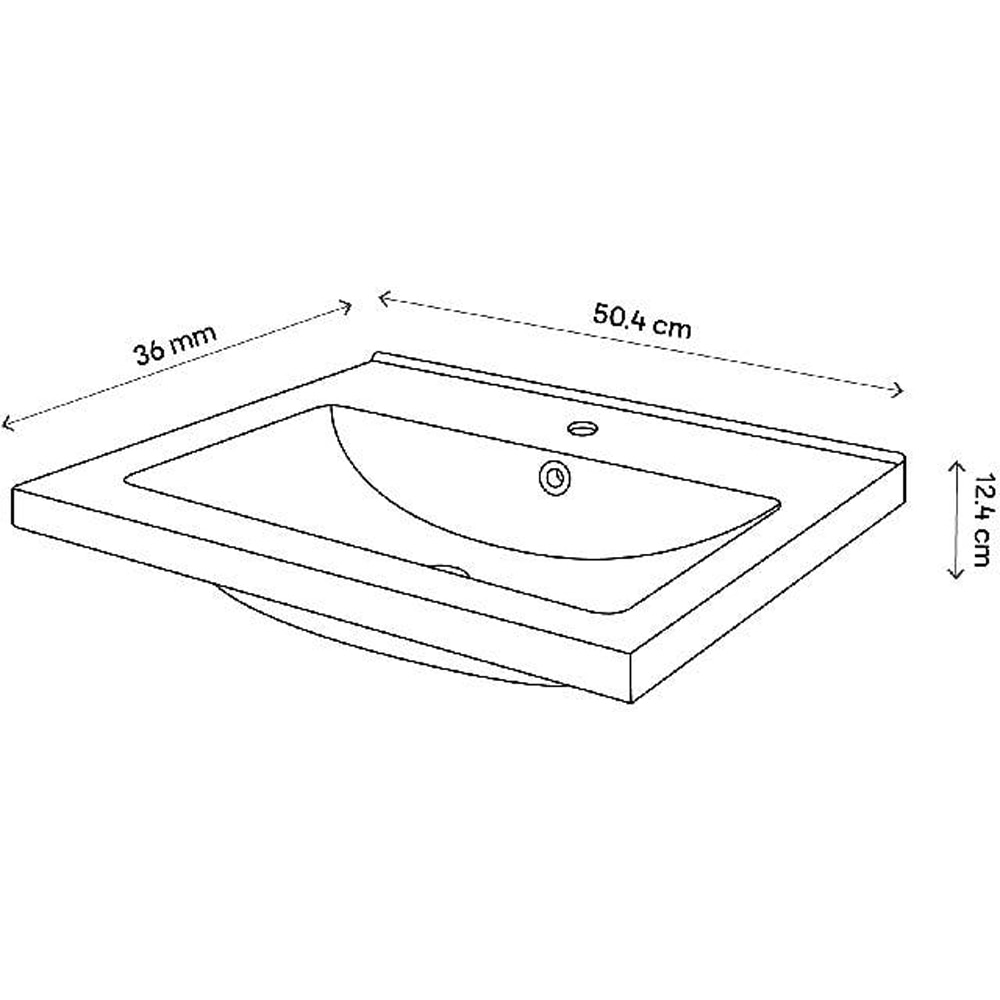Lavoar pe blat GOODHOME Nira, ceramica, 50.4 x 36 cm, alb lucios