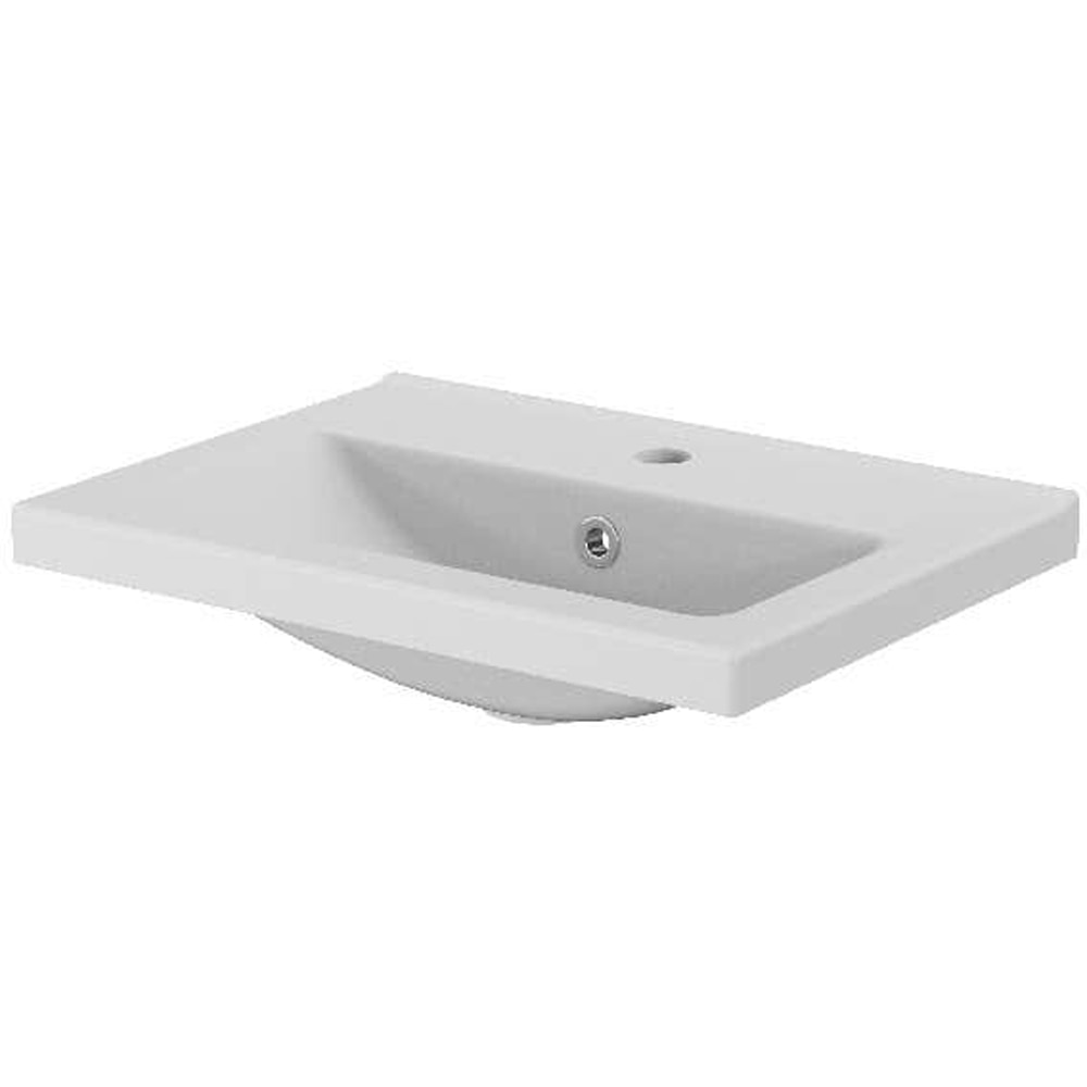 Lavoar pe blat GOODHOME Nira, ceramica, 50.4 x 36 cm, alb lucios