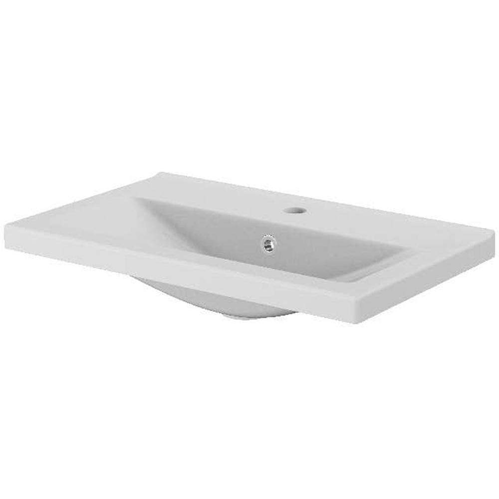 Lavoar pe blat GOODHOME Nira, ceramica, 60.4 x 36 cm, alb lucios