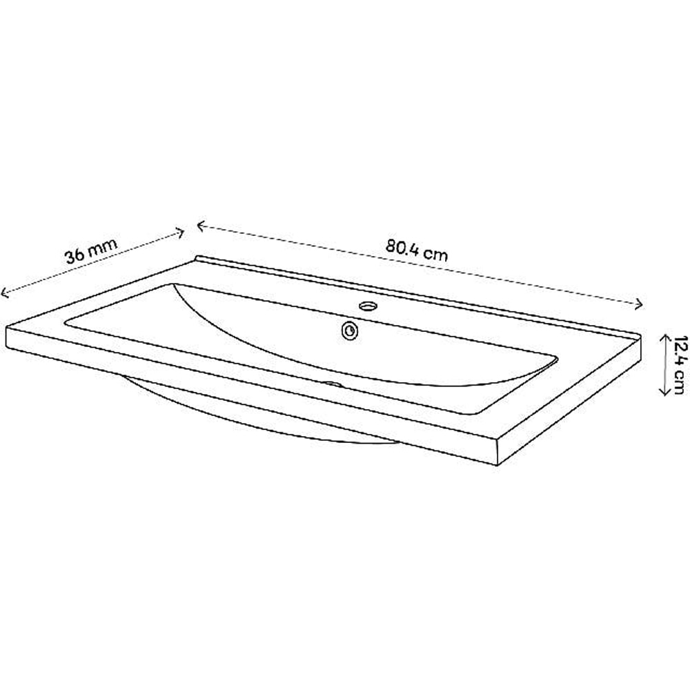 Lavoar pe blat GOODHOME Nira, ceramica, 80.4 x 36 cm, alb lucios