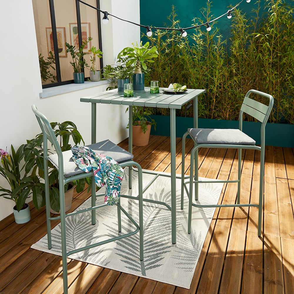 Masa terasa GOODHOME Lithari, otel, 100 x 76 x 106 cm, verde