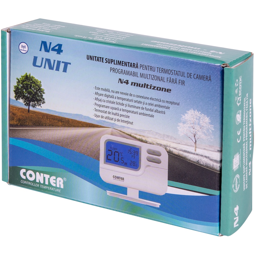 Termostat CONTER N4, mutizonal, alb
