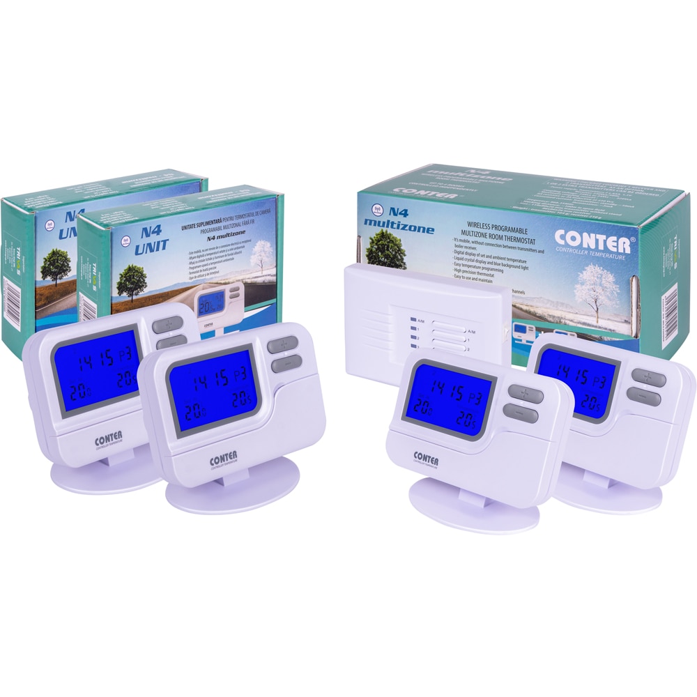 Termostat CONTER N4, mutizonal, alb