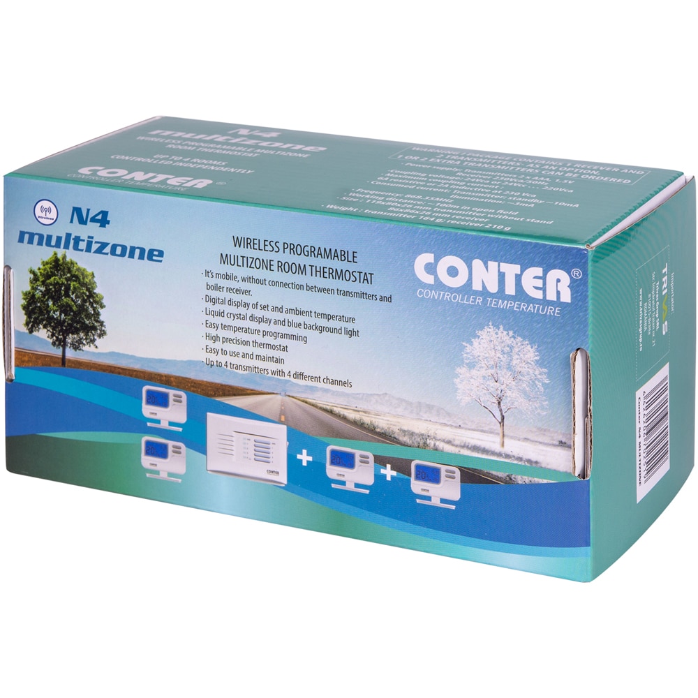 Termostat CONTER N4, mutizonal, alb