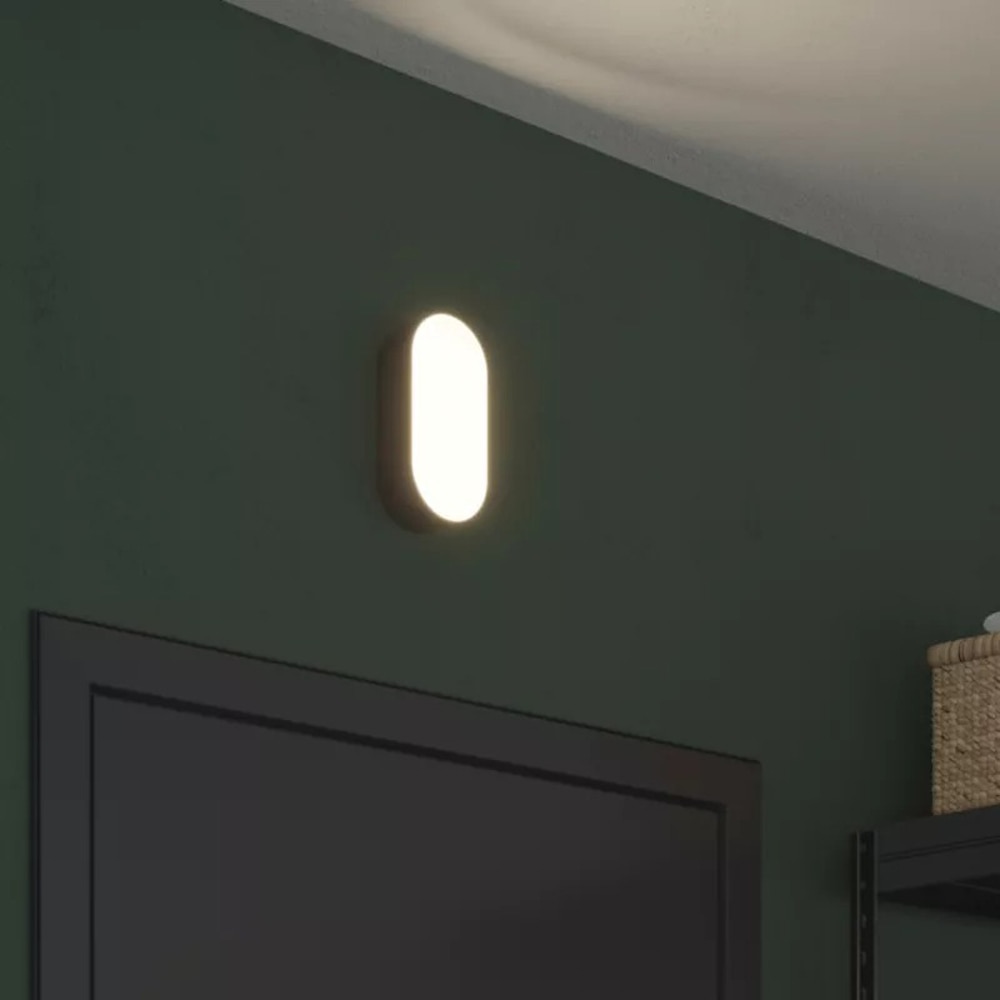 Lampa ovala Bulkhead GoodHome, LED integrat, 10 W, IP44, rezistenta la umiditate, negru