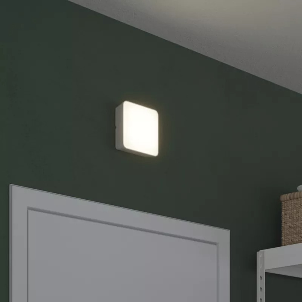 Lampa patrata Bulkhead GoodHome, LED integrat, 16 W, IP44, rezistenta la umiditate, alb