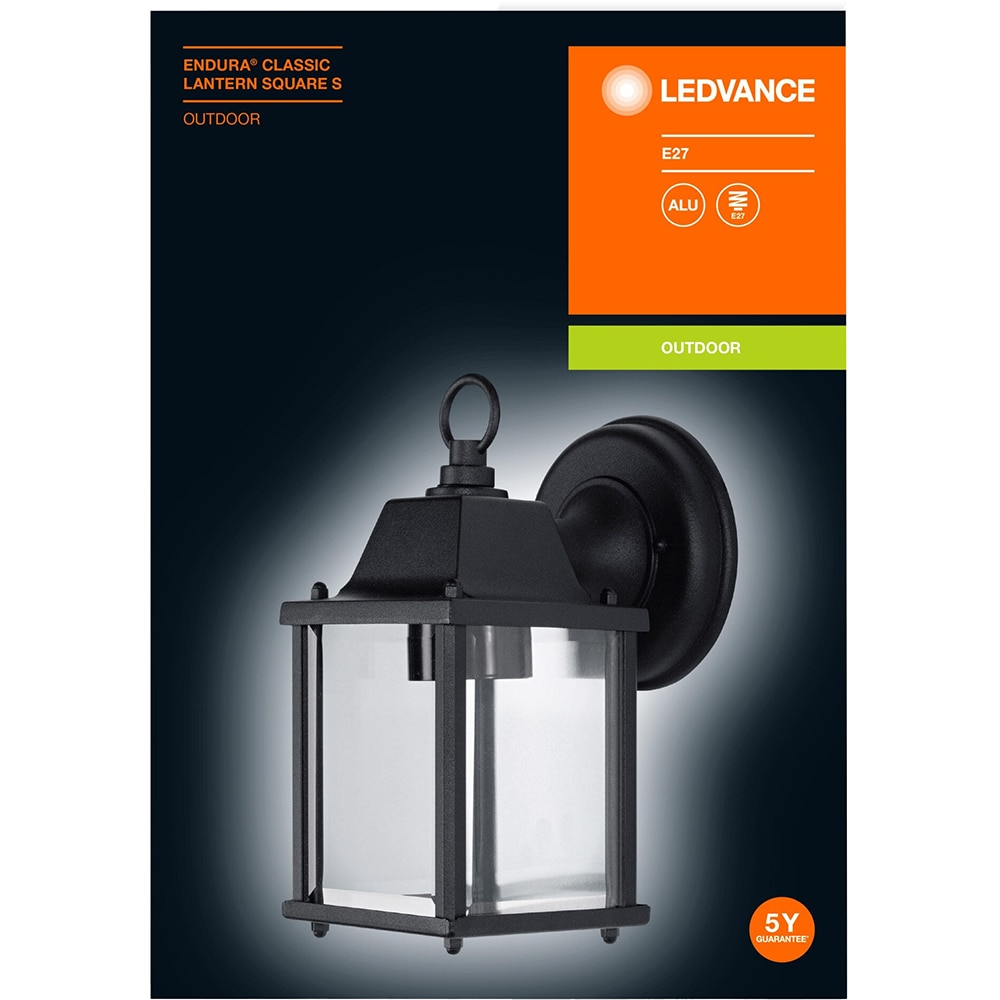 Aplica de exterior LEDVANCE, 1 x E27, 60W, IP23, 15 x 10.5 x 22.5 cm, aluminiu, negru