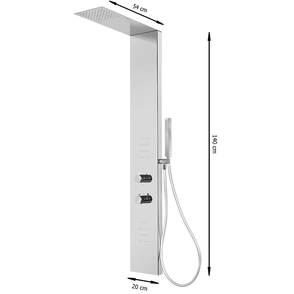 Panel de dus GOODHOME Abala, termostat, hidromasaj, crom
