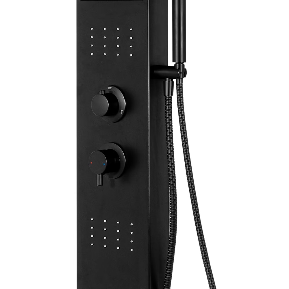 Panel de dus GOODHOME Layra, termostat, hidromasaj, 140 cm, negru mat