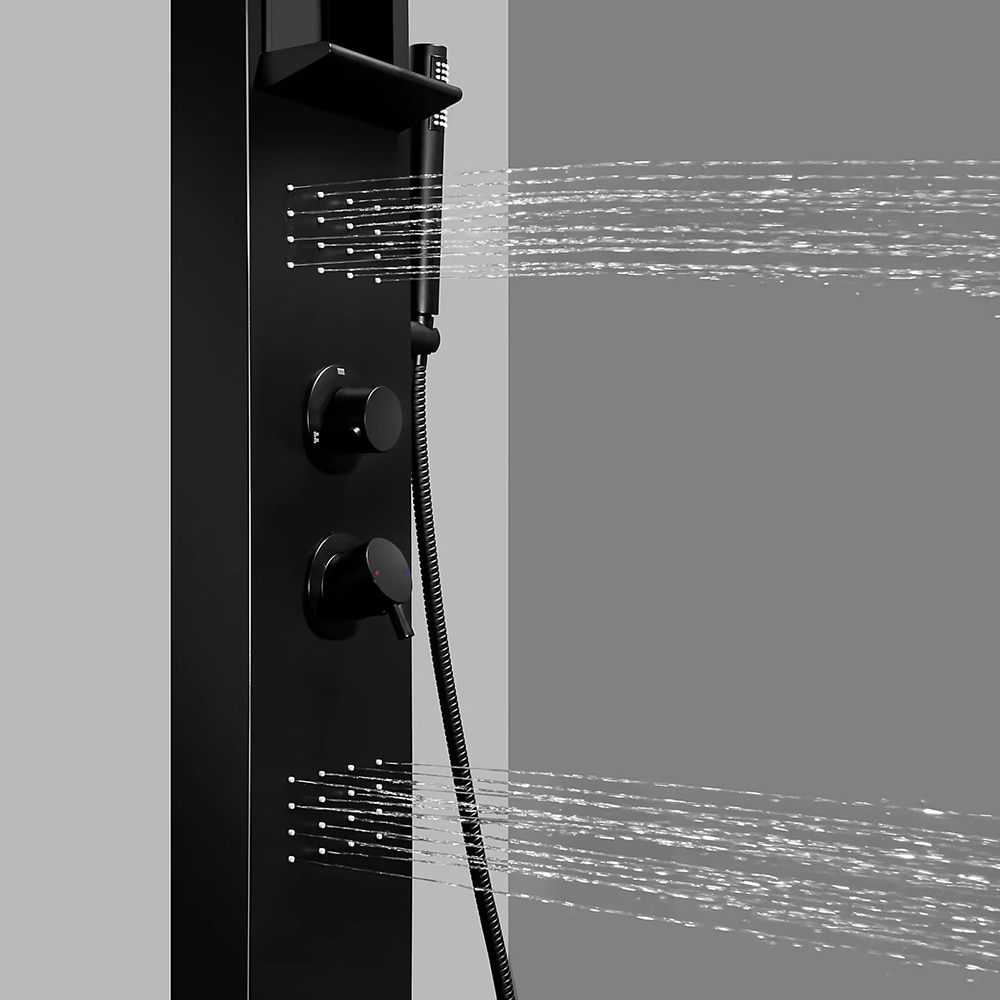 Panel de dus GOODHOME Layra, termostat, hidromasaj, 140 cm, negru mat