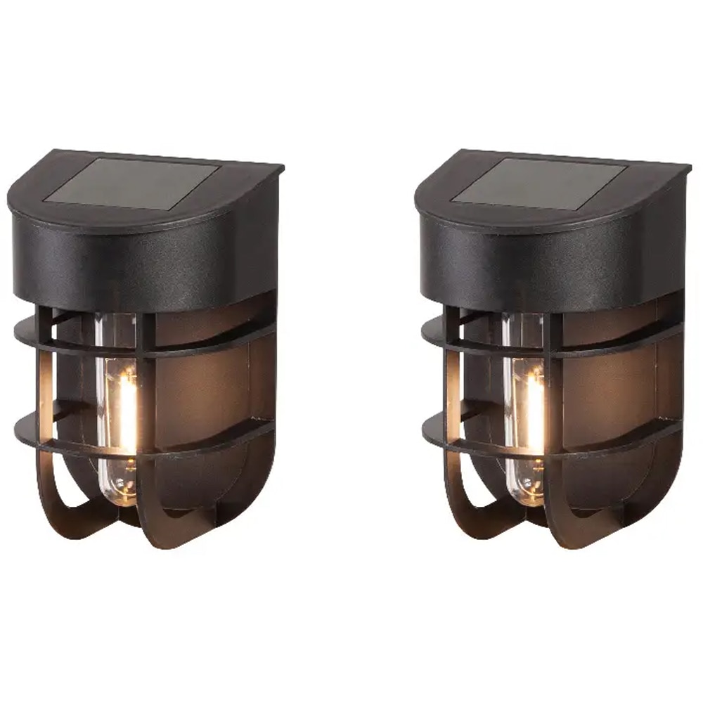 Set 2 aplici solare SITE 101233178, IP44, plastic, negru