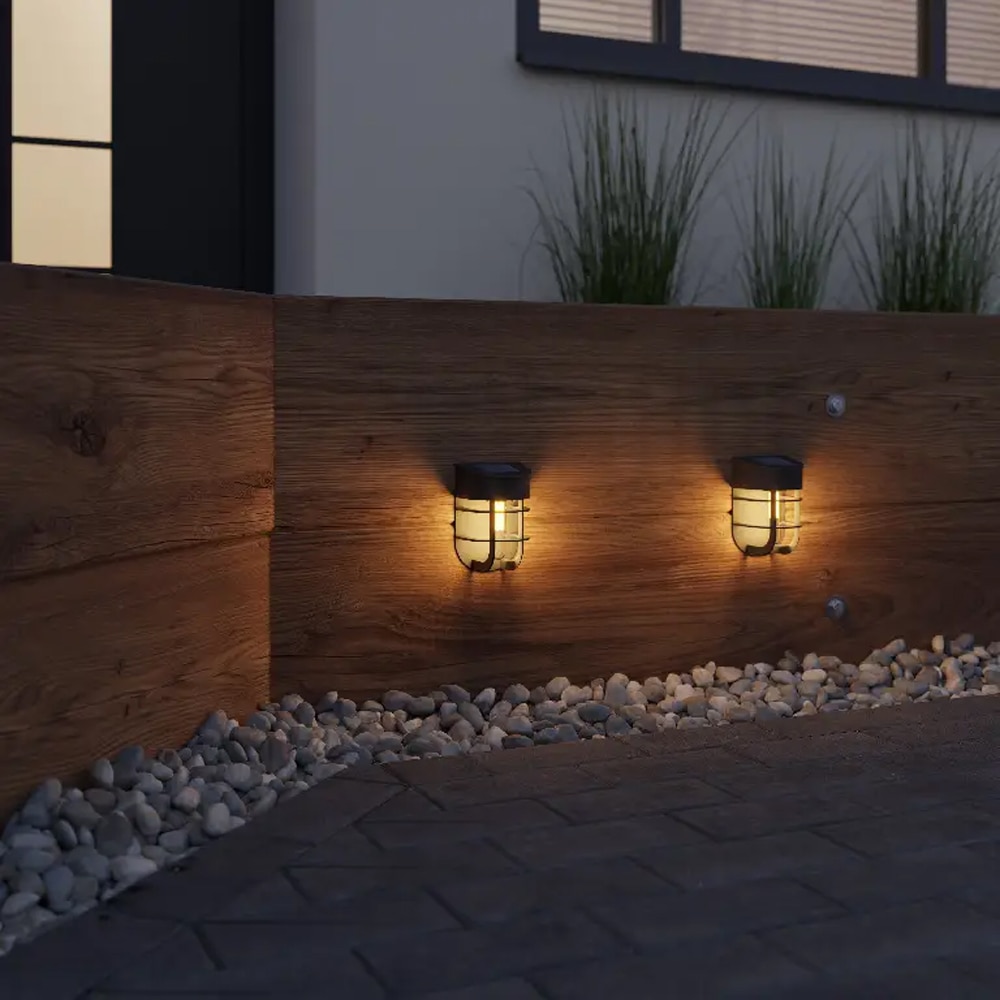 Set 2 aplici solare SITE 101233178, IP44, plastic, negru