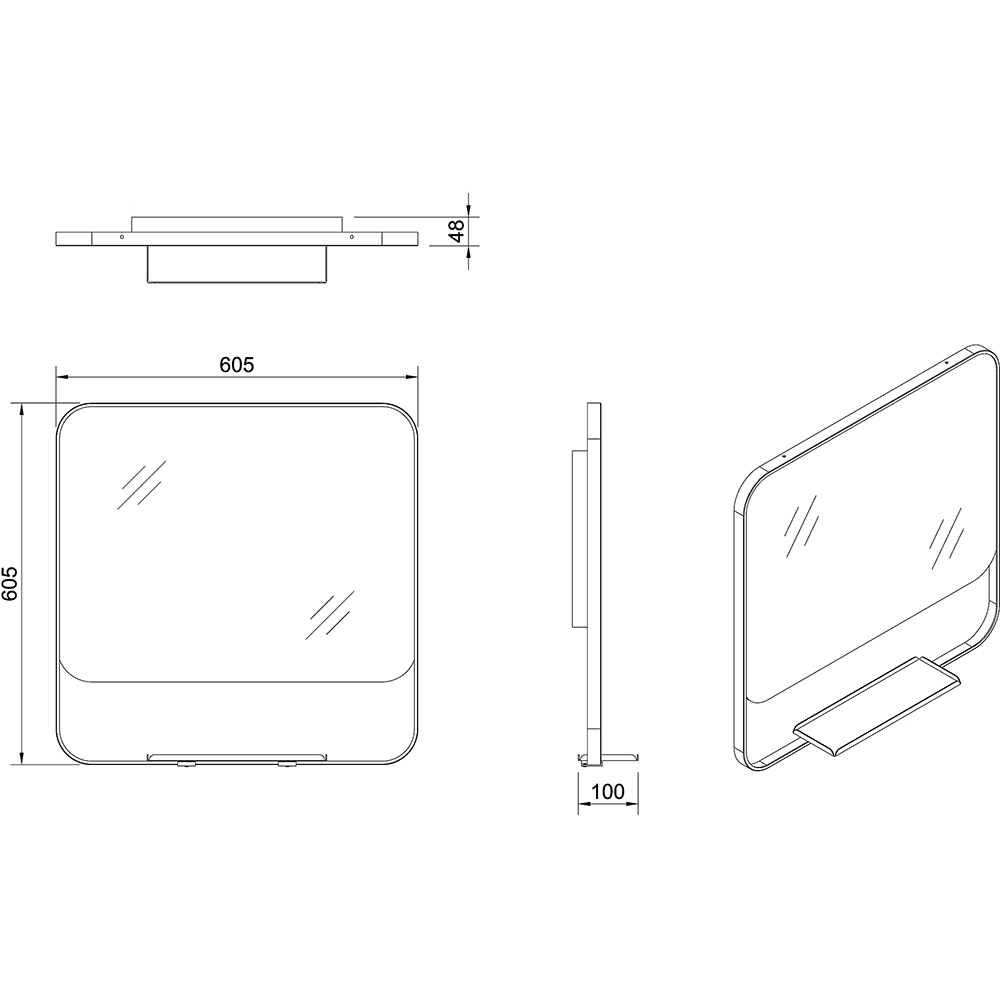 Oglinda baie GOODHOME Maza, 60.5 x 10 x 60.5 cm, alb