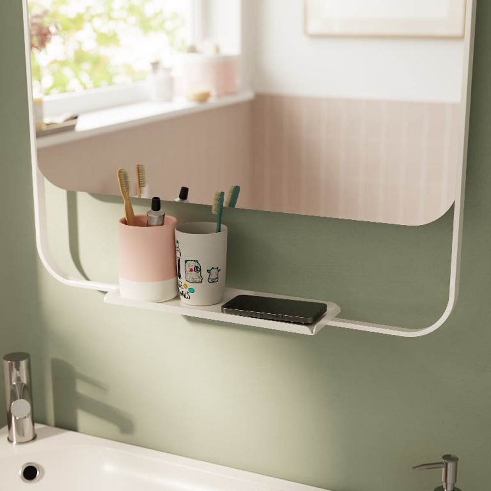 Oglinda baie GOODHOME Dunnet, 60.5 x 10 x 60.5 cm, alb