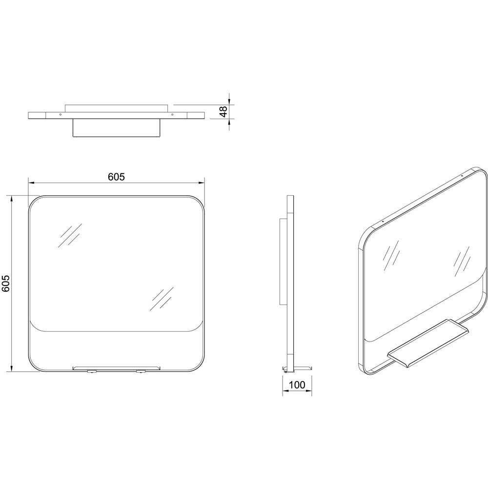 Oglinda baie GOODHOME Dunnet, 60.5 x 10 x 60.5 cm, alb