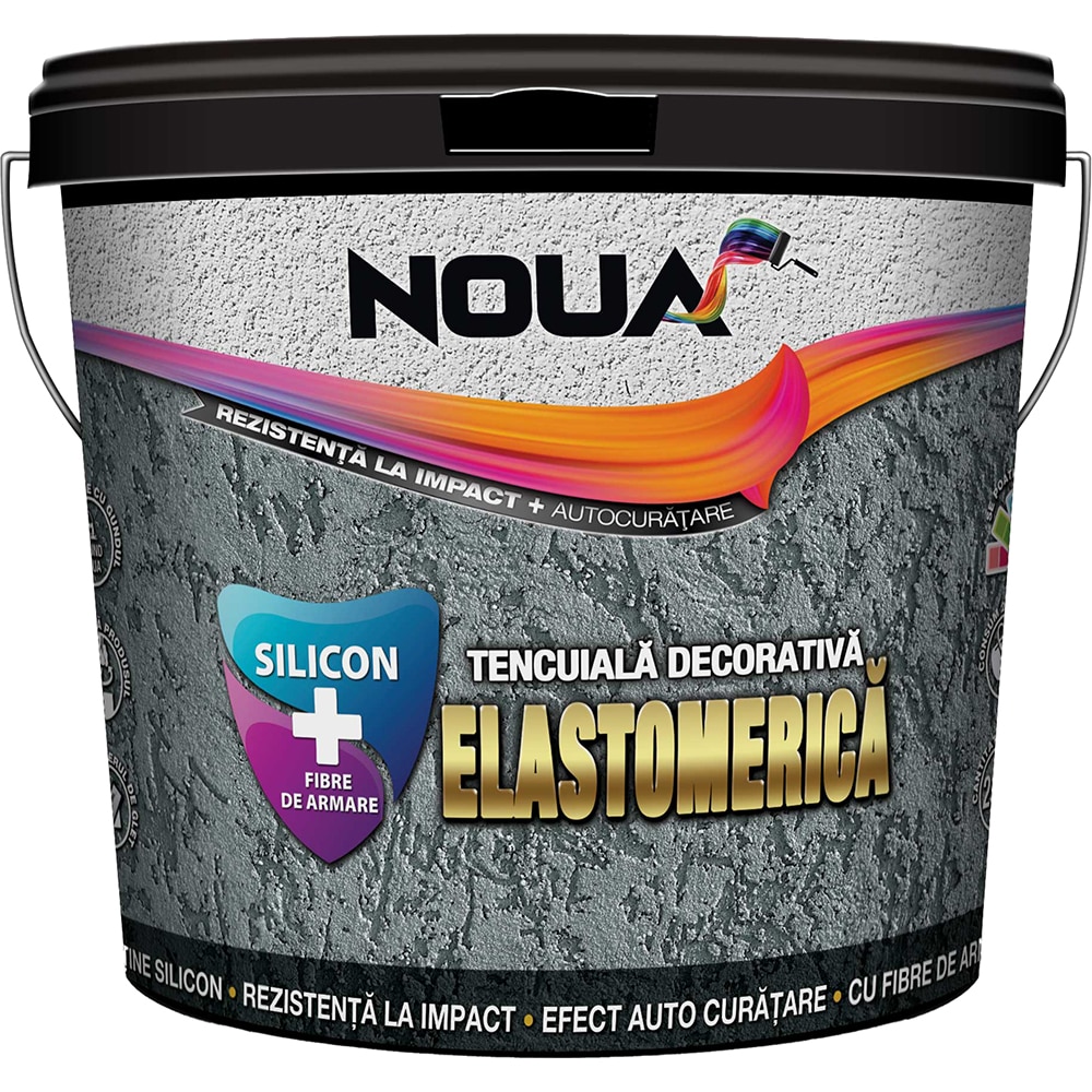 Tencuiala decorativa elastomerica Noua, alb, 1.5 mm, 25 kg