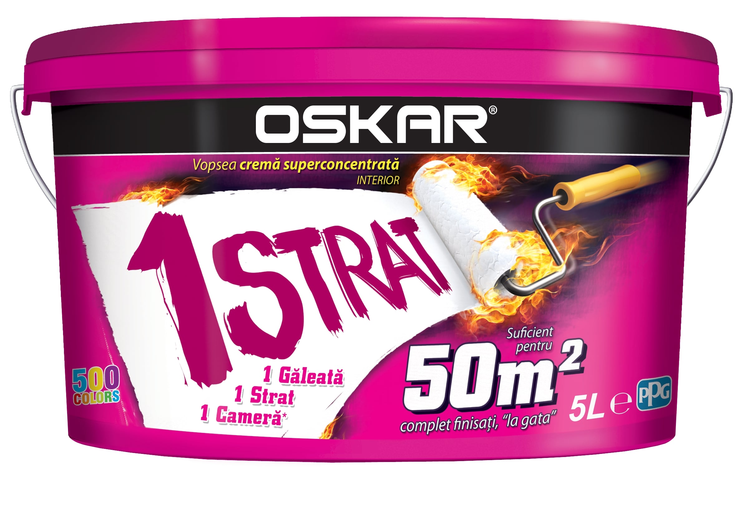 Vopsea lavabila Oskar 1 strat, alb, 5 L, Interior