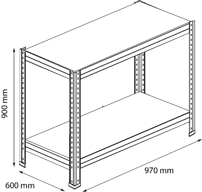 Extensie raft metalic, 2 polite, negru, 90 x 97 x 60 cm GoodHome Rivet