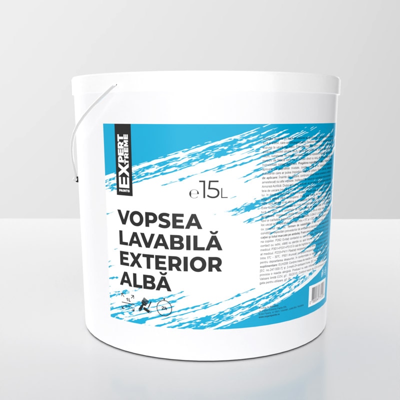 Vopsea lavabila Expert Extreme Noua, alb, 15 L, Exterior