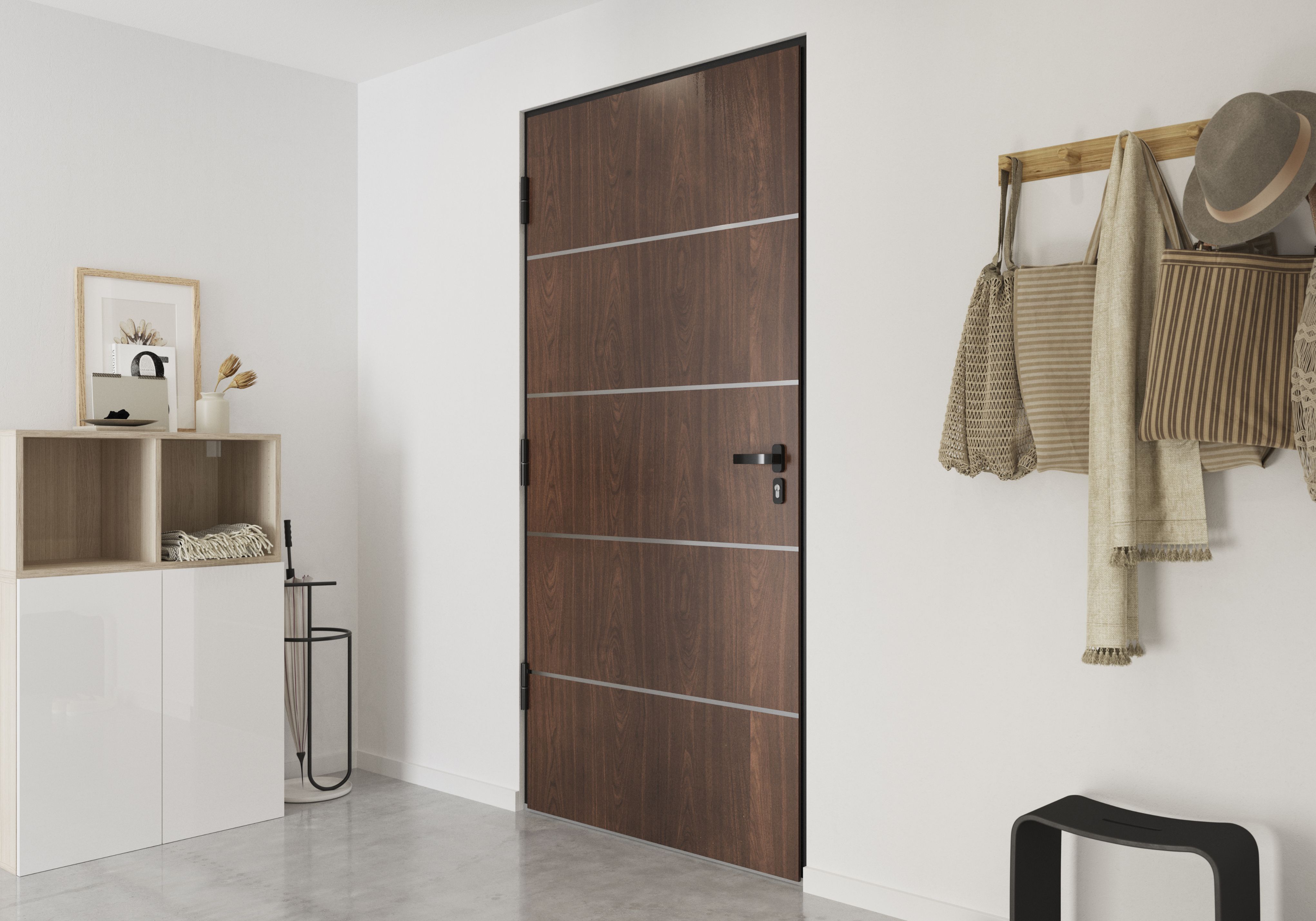 Usa de exterior pentru casa, metalica, nuc, stanga, 205 x 88 cm  Fortia Cecina