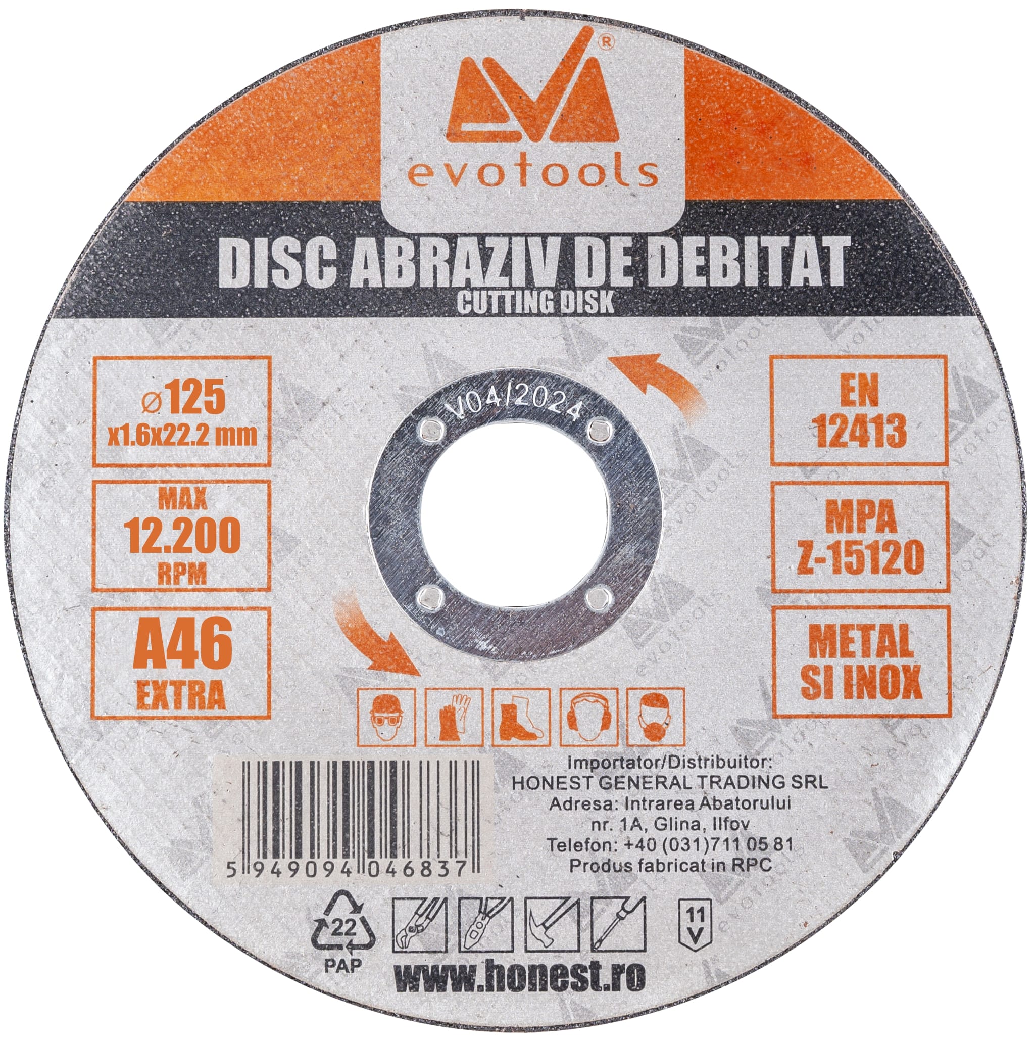 Disc taiere metal, 125 x 1.6 mm  Evotools