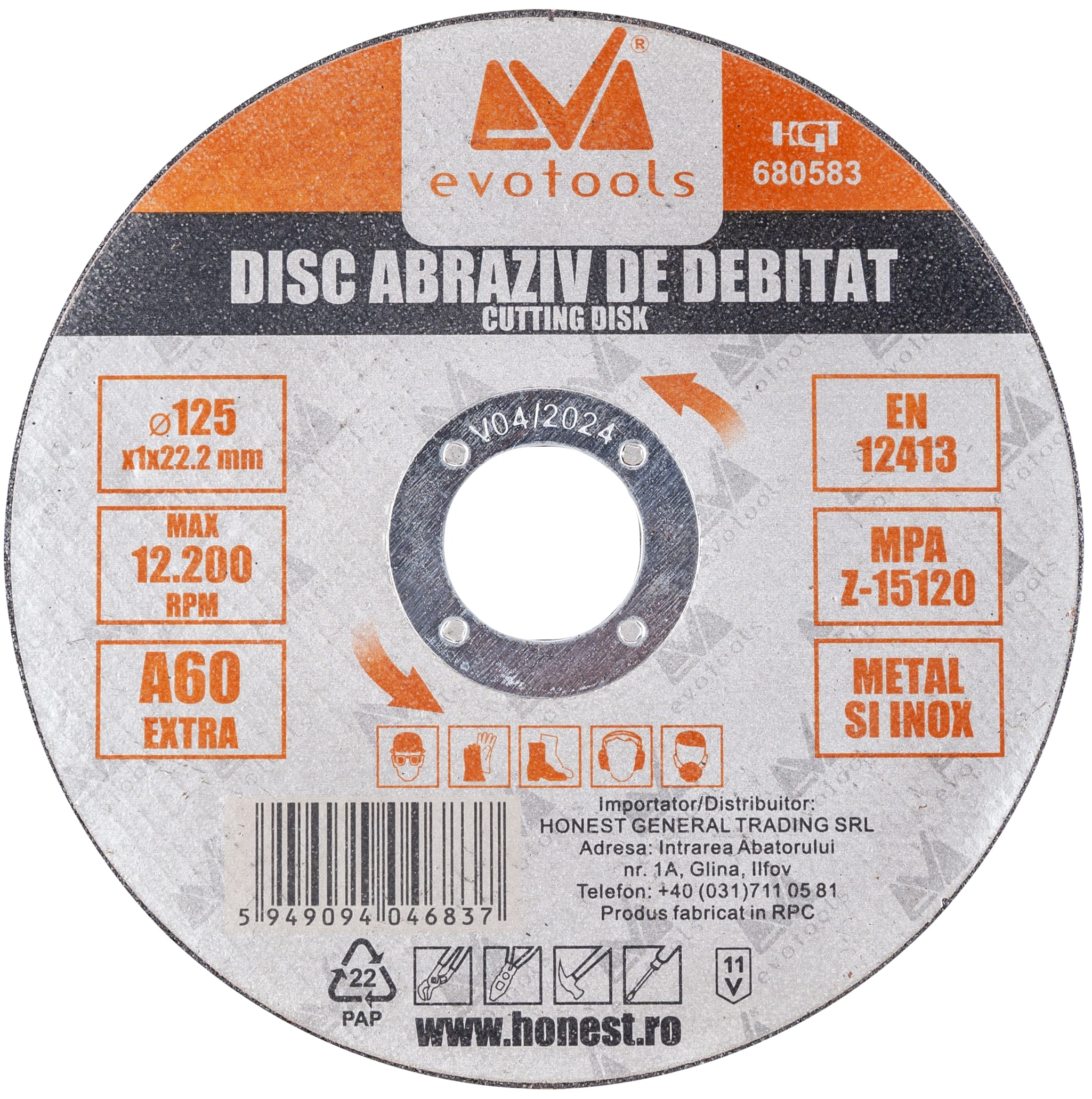 Disc taiere metal, 125 x 1 mm  Evotools