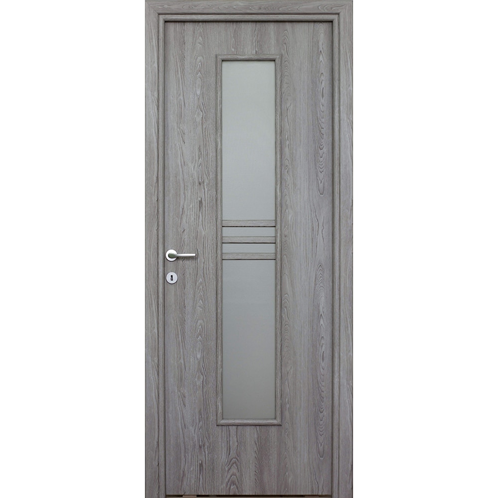 Usa interior reversibila cu geam Karpat Veltadoors , toc inclus, 88 x 203 cm, MDF, gri