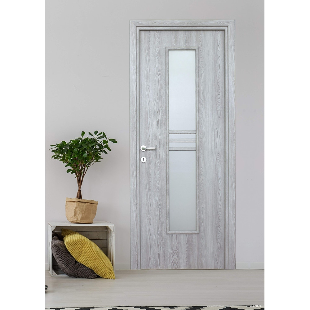 Usa interior reversibila cu geam Karpat Veltadoors , toc inclus, 88 x 203 cm, MDF, gri