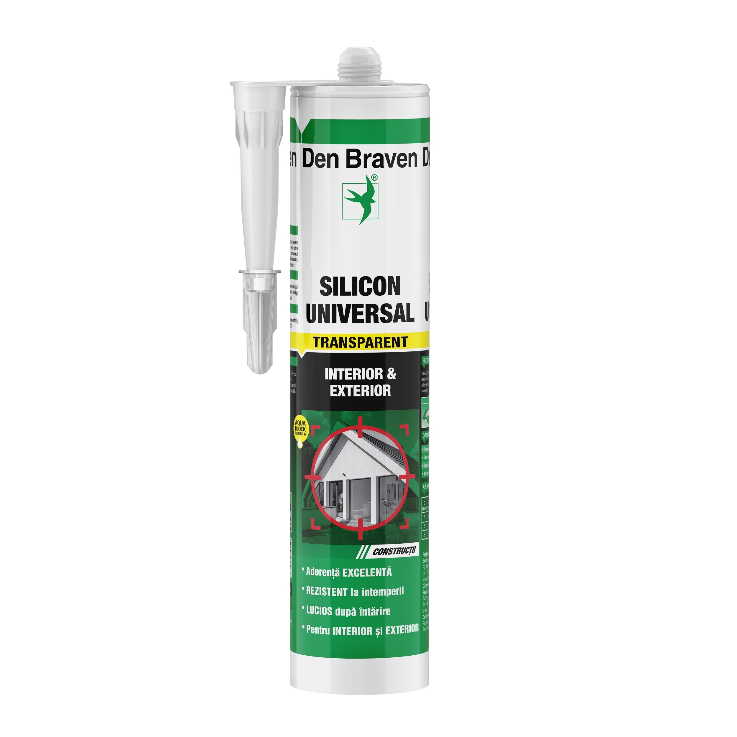 Silicon Universal, Transparent, Aplicare Pistol, 280 Ml  Den Braven Diy 