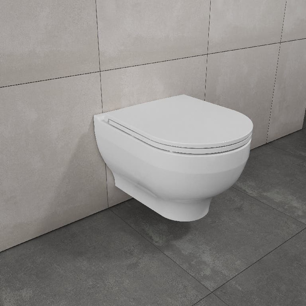 Vas WC suspendat GOODHOME Cavally, 35.5 x 53.5 x 40 cm, capac duroplast, alb