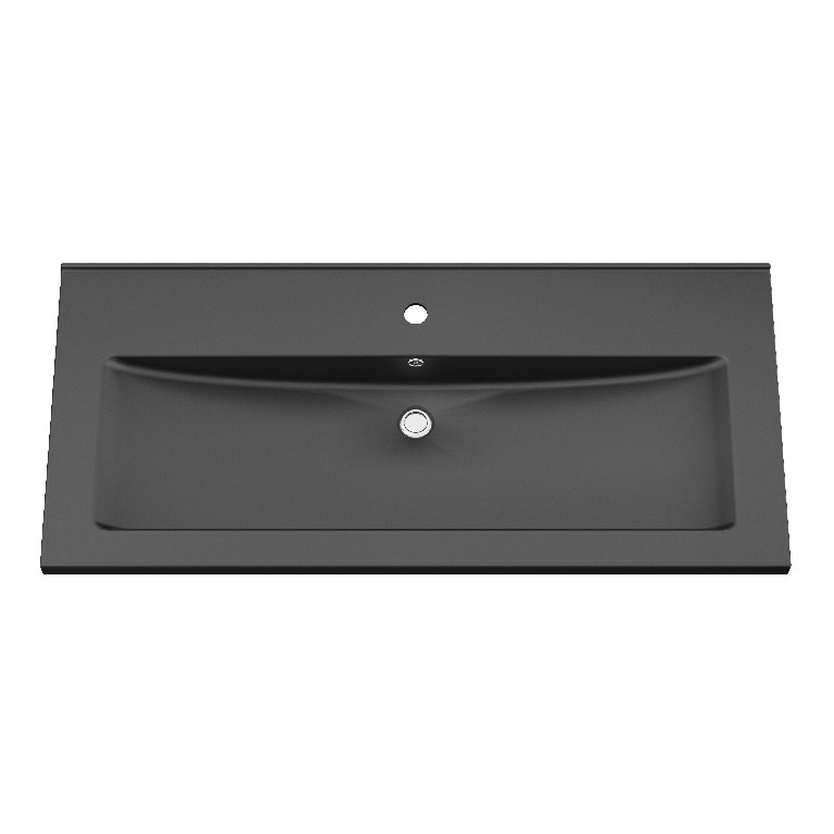 Lavoar baie ceramica, negru mat, montare pe blat, 100 cm   GoodHome Nira