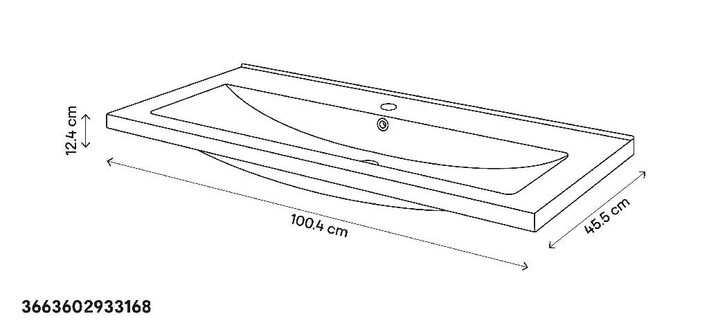 Lavoar baie ceramica, negru mat, montare pe blat, 100 cm   GoodHome Nira