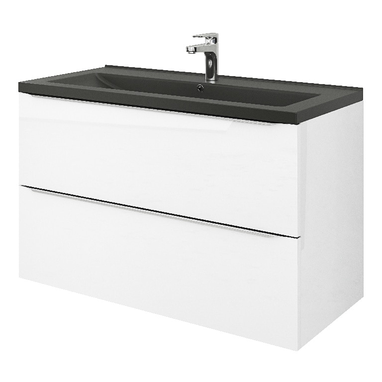 Lavoar baie ceramica, negru mat, montare pe blat, 100 cm   GoodHome Nira