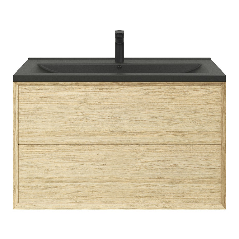 Lavoar baie ceramica, negru mat, montare pe blat, 100 cm   GoodHome Nira