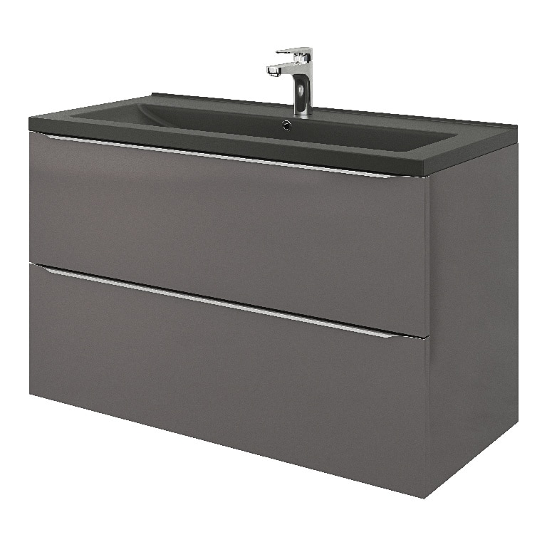 Lavoar baie ceramica, negru mat, montare pe blat, 100 cm   GoodHome Nira