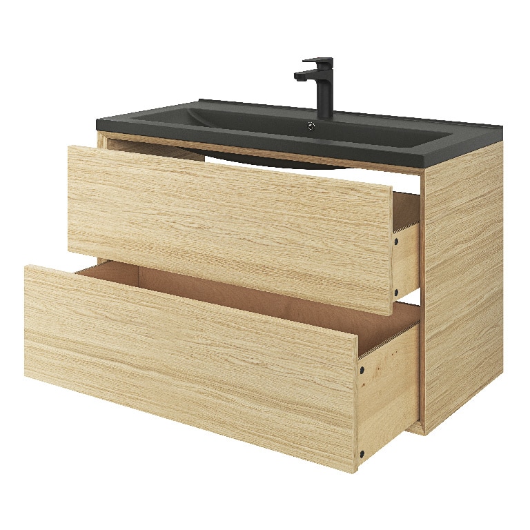 Lavoar baie ceramica, negru mat, montare pe blat, 100 cm   GoodHome Nira