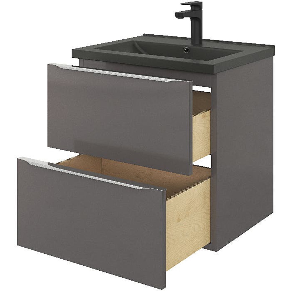 Lavoar pe blat GOODHOME Nira, ceramica, 60.4 x 45.4 cm, negru mat