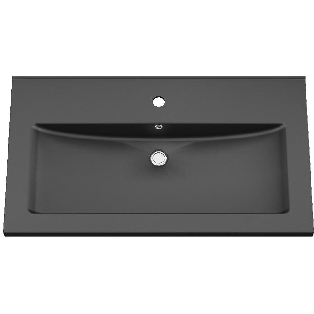 Lavoar pe blat GOODHOME Nira, ceramica, 80.4 x 45.4 cm, negru mat