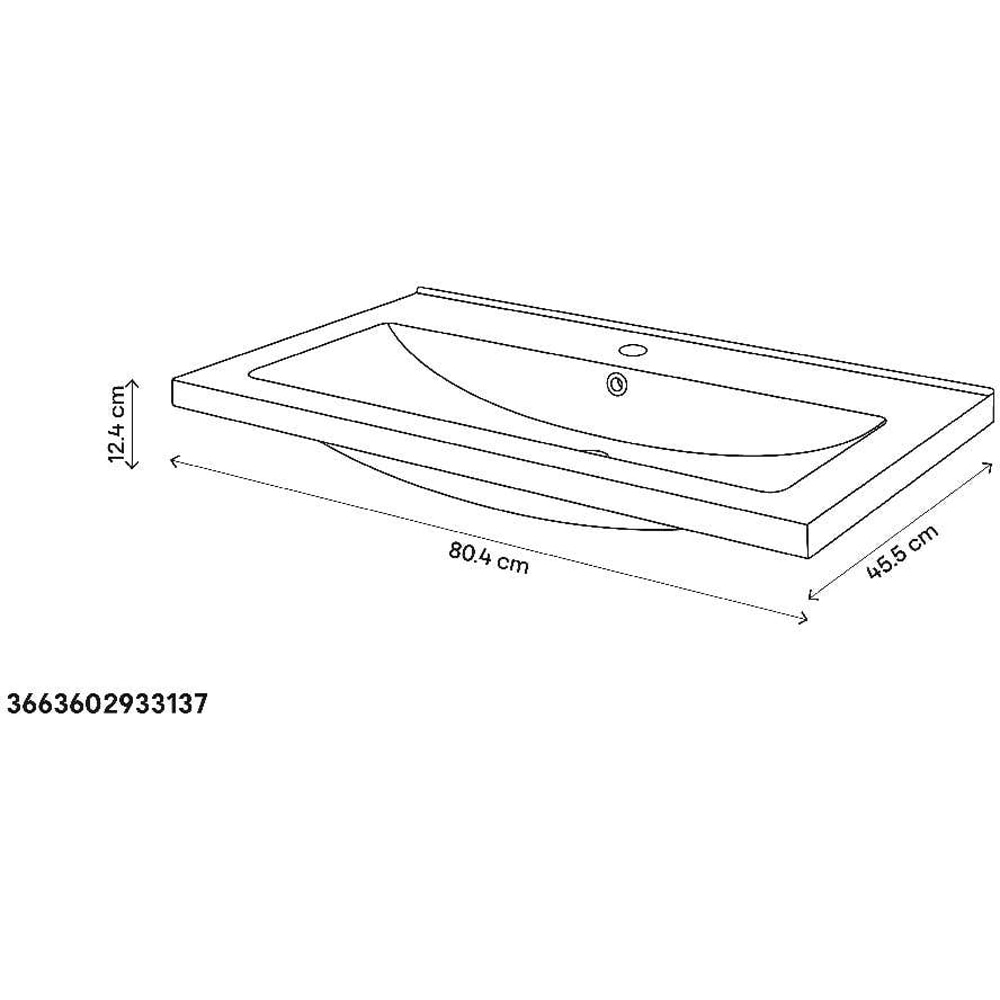 Lavoar pe blat GOODHOME Nira, ceramica, 80.4 x 45.4 cm, negru mat