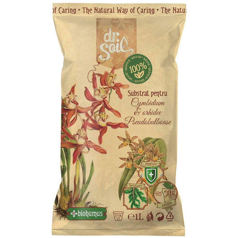 Substrat orhidee cymbidium si pseudobulboase Dr. Soil, fertilizant natural, 1 l