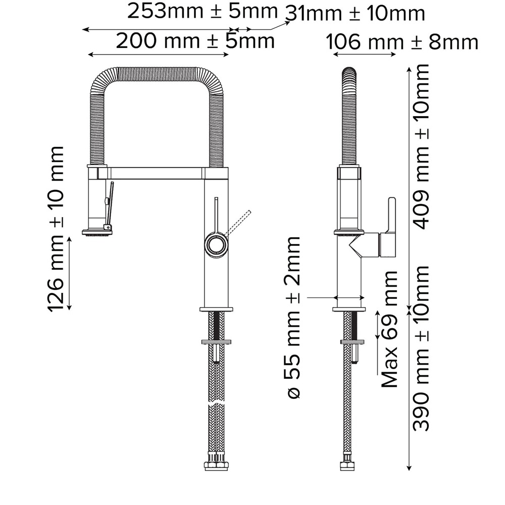 Baterie bucatarie GOODHOME Kamut, alama, negru
