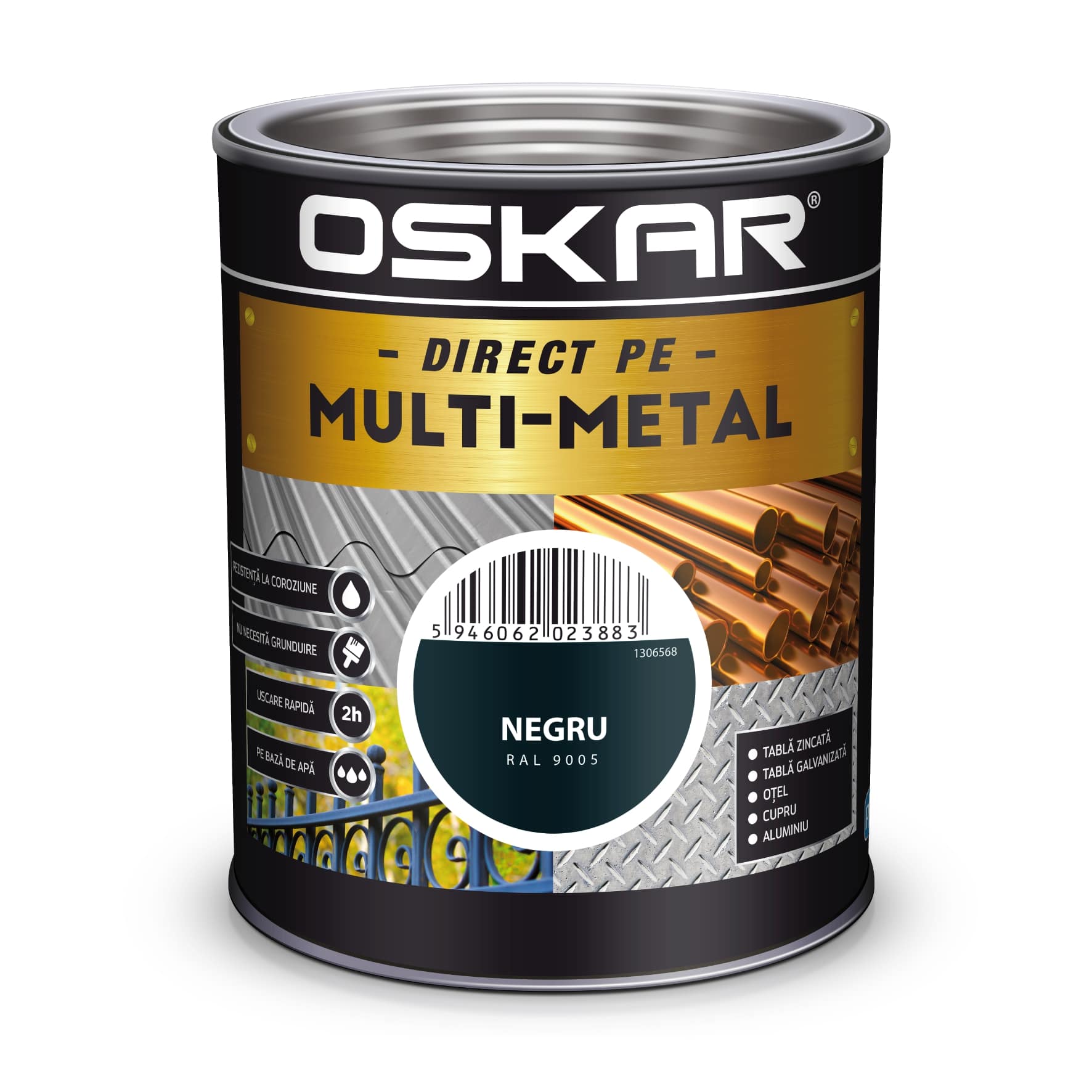Email negru, metal, 0.75 L  Oskar Multimetal