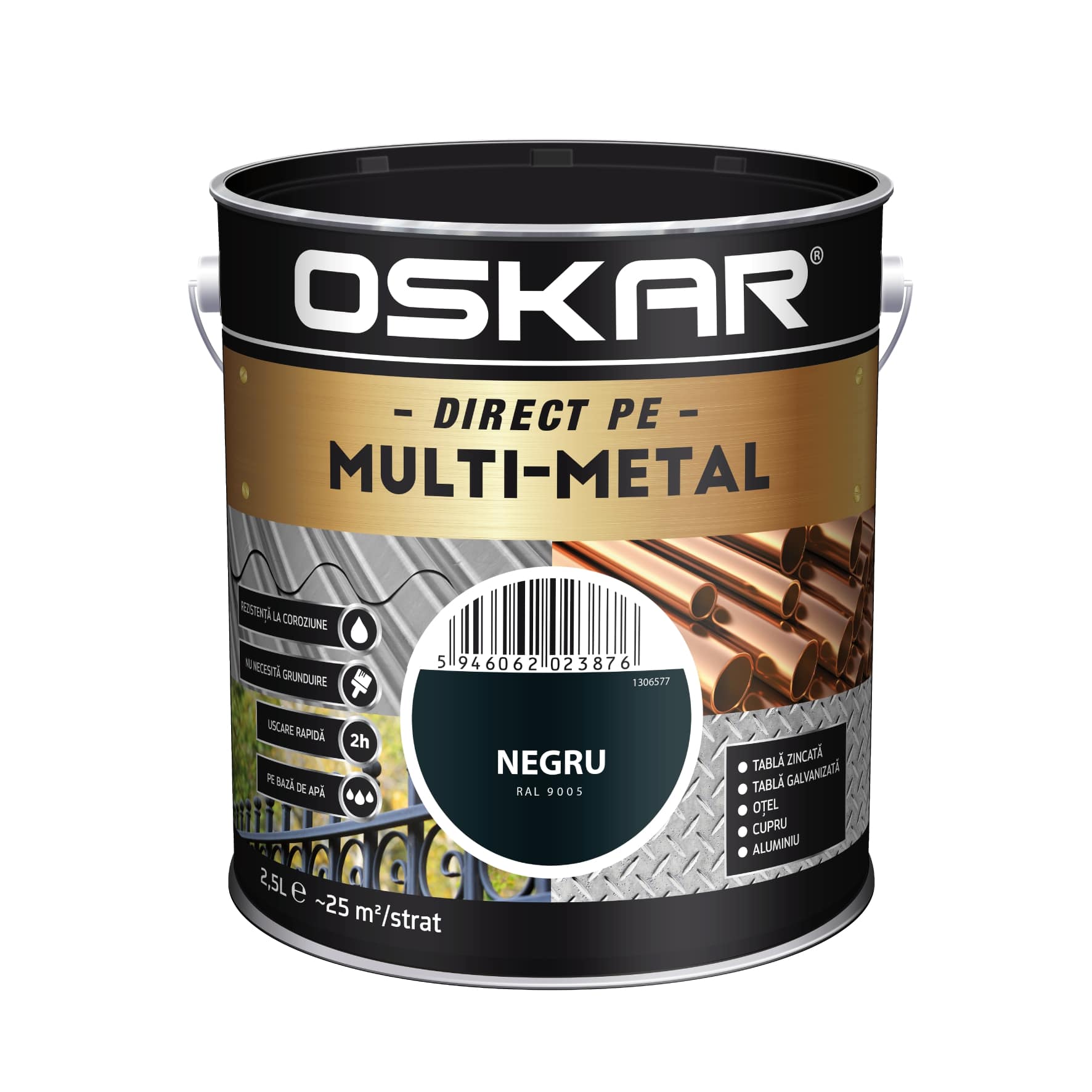 Email negru, metal, 2.5 L  Oskar Multimetal